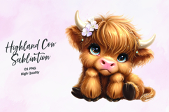 Highland Baby cow clipart sublimation png Product Image 1