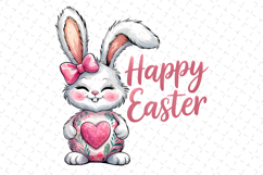 Bunny Easter Clipart, Happy Easter Sublimation PNG Product Image 1