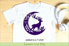 Deer and Moon Wall Art SVG, Woodland Stag Laser Cut Design Product Image 3