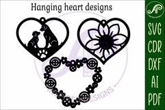 Hanging hearts wall sign, laser cut design 7 Product Image 3