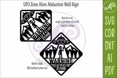 UFO Warning Sign SVG Alien Abduction Wall Art Laser Cut File Product Image 3