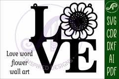 Love word with flower wall art sign, SVG file. vector Product Image 3
