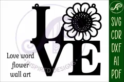 Love word with flower wall art sign, SVG file. vector Product Image 3