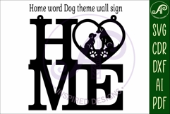 Home word with Dogs theme wall art sign, SVG file. vector Product Image 3