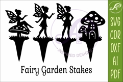 Fairy Garden Stakes SVG Designs| Cute Fairy &amp; Mushroom 1 Product Image 3