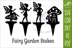 Fairy Garden Stakes SVG Designs| Cute Fairy & Mushroom 1 Product Image 3