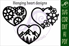 Hanging hearts wall sign, laser cut design 6 Product Image 3