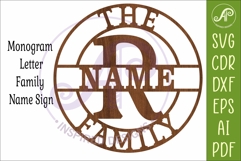 Monogram Family Letter R Name Sign SVG