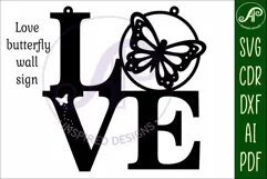 Love word with butterfly wall art sign, SVG file. vector Product Image 3