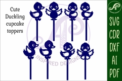 Cute duck cupcake topper SVG laser Product Image 3