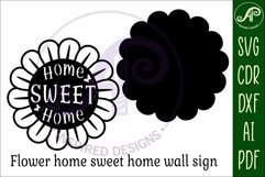 Flower home sweet home wall art sign, SVG file. vector Product Image 3