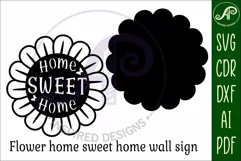 Flower home sweet home wall art sign, SVG file. vector Product Image 3