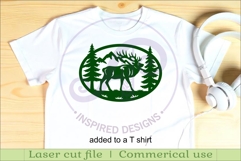 Elk mountain scene Oval wall sign laser cut file Product Image 2