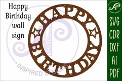 Happy birthday ring wall sign, SVG file. Product Image 3