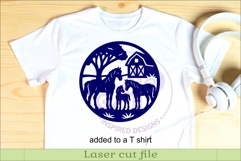 Horse Family on the farm scene wall sign, SVG file. Product Image 3