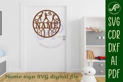 Softball female name sign svg laser cut template Product Image 3