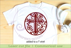 Christian Cross Wall Art SVG, Floral Vine Cross Laser Cut Product Image 3