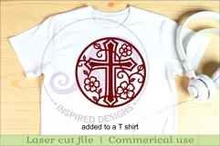 Christian Cross Wall Art SVG, Floral Vine Cross Laser Cut Product Image 3