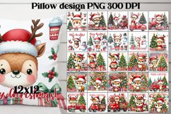 Christmas deer sublimation | Christmas pillow PNG bundle Product Image 1