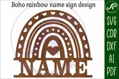 Boho Rainbow theme Name sign svg laser cut template Product Image 3