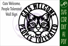 Cat Welcome Sign Cats Welcome People Tolerated Funny Cat Product Image 3