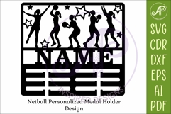 Netball Medal Holder Female Player Personalized Medal Hanger Product Image 3