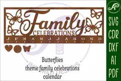 Family celebrations Butterflies Calendar SVG laser cut file Product Image 3