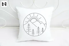 Sun and Mountains Svg, Sun Svg, Sun Line Art, Line Art Product Image 2