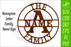 Monogram Family Letter A Name Sign SVG Product Image 3