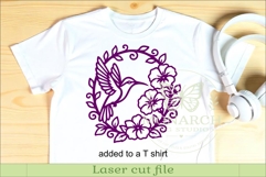 Hummingbird Floral Wreath SVG, Elegant Bird Wall Art Laser Product Image 3