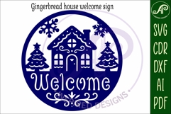 Gingerbread house welcome Christmas wall sign svg laser cut Product Image 3