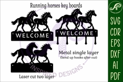 Running horses Key holder designs for wood and metal Product Image 3
