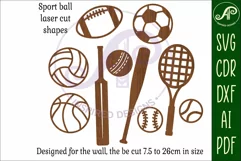 Sports balls Silhouette laser cut wall art Product Image 3