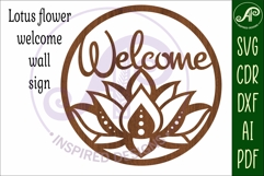 Welcome lotus flower wall sign svg laser cut file Product Image 3