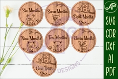 Woodland animals themed Baby monthly milestone discs SVG Product Image 3