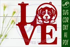 Love word with puppy dog wall art sign, SVG file. vector Product Image 3