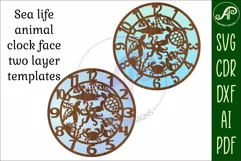 Sea life animal wall clock laser cut files, SVG file. vector Product Image 3