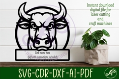 Bull head name wall art sign, SVG personalized Product Image 3