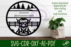 Highland cow name sign design for laser cutting Product Image 3