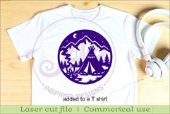 Tipi Camp Scene Wall Art , Teepee campfire sign night Product Image 3