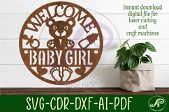 Welcome baby girl wall sign svg laser cut design Product Image 3