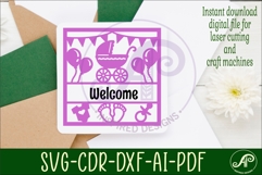 Baby name sign Pram laser cut design or card Product Image 3