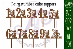 Fairy number cake toppers, 10 designs SVG laser cut Product Image 3