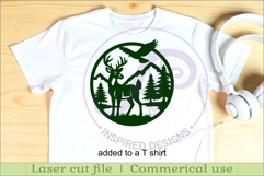 White tail deer mountain scene wall sign svg laser cut file Product Image 3