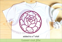 Peony Flower Wall Art SVG | Round Floral Laser Cut File Product Image 3