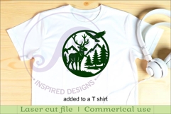Red deer buck/ stag mountain scene wall sign svg laser cut Product Image 3