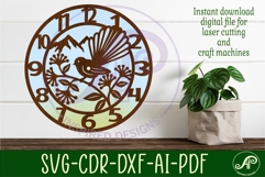 Fantail New Zealand themed clock wall clock laser cut files Product Image 3