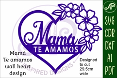Mama Te Amamos heart wall sign laser cut file Product Image 3