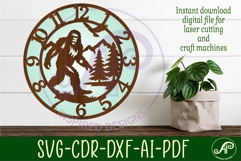 Big foot forest clock wall clock laser cut files Product Image 3