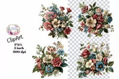 Flowers, Ephemera, PNG, Junk Journal, Vintage, clipart Product Image 1